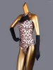 Stage Wear Leopard Festival Latina Dança Traje Meninas Slim Fit Waltz Macacões Adulto Moderno Padrão Danças Mulher Malha Patchwork Roupas