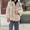 여자 모피 가짜 실제 코트 여성 겨울 패션 천연 재킷 깊은 vneck 고급 고품질 푹신한 모피 레이디 230828