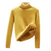 Pulls pour femmes Couleur unie Col roulé Plus Pull Pull Pull Femmes All-Match Doux Épais Tricoté Couleurs Intérieures