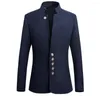 Men's Suits 2023 Brand Mens Vintage Blazer Coats Chinese Style Business Dress Blazers Casual Stand Collar Jackets Male Suit Jacket