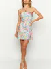 Casual Jurken Dames Strapless Tube-jurk Y2k Bloemen Bodycon Mini Off-shoulder Mouwloos Ruglooze Strandzon