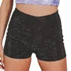 Shorts femininos heziowyun mulheres sexy brilhante glitter strass brilhante cintura alta verão magro calças curtas para praia nightclub streetwear