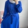 民族服イスラム教徒のドレス中東ドバイファッションビーズアバヤロングローブ