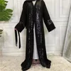 Ethnische Kleidung Naher Osten Außenhandel Übergroße muslimische Mode Pailletten Patchwork Strickjacke Nida Robe Damen Jalabiya für Frauen Offene Abaya