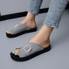 Slippare Softwood Summer Women's Beach Shoes Flat Platform Suede Slides Casual Outer Wear Open Toe Black Pantuflas