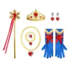 Accessoires pour cheveux Frezon Princesse Ensemble de bijoux Couronne Baguette magique Gants Collier Fête d'anniversaire Amis Enfants Bal Festival Décoration