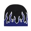 Beanie/Skull Caps Winter Outdoor Warm Needle Woven Cap Flame Pattern Wool Hat Street Skull Hat Anti -Cold Cotton Hat Beanie Beanies for Men 230829