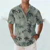 Chemises décontractées pour hommes Chemise pour hommes Coconut Tree Print Design Vêtements Mode Haute Qualité Col Debout Vacances Loisirs Surdimensionné Top