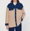 Inizio autunno 23- Camicia con pannelli lavorati a maglia in denim Sand-ro del nuovo designer da donna Polo con colletto cardigan Cappotto ampio a maniche lunghe monopetto