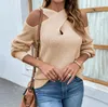 Suéteres femininos moda cardigan para mulheres 2023 primavera/outono aberto ombro cruz pendurado pescoço lanterna manga malha mulheres roupas casuais