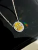 Luxury Pendant Necklace S925 Sterling Silver Top 5a Round Shinning Yellow and White Zircon Charm Short Chain Wedding Jewelry for Brides Engagment Party Gift