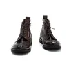 Boots Man Black Ankle Boot Genuine Leather Male Fashion Shoe Lace Up Short