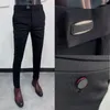 Trajes de hombre elegantes de alta calidad elásticos y cómodos pantalones de traje Social de oficina de negocios moda Casual ajustado