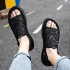 Slippers Summer Mens Mesh Bants Outdoor Heathable Beach Shoes Flip Flops Fashion Indoor Slides Man Home Flat Sandals 2023