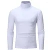 Herr t-skjortor fast färg Turtleneck t-shirt för manlig höst våren avslappnad långärmad grundläggande botten skjorta män slim-fit toppar