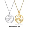 Pendant Necklaces FIREBROS Stainless Steel Sacred Geometry Celtic Triple Spiral Triskele Teen Wolf Necklace Men Women Protection Jewerly