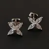 Orecchini di fascino di lusso Fleur de Lis Designer di marca S925 Argento sterling Quadrifoglio Fiore Orecchini di cristallo Victoria per gioielli da donna con scatola regalo per feste