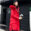 Trench da donna Inverno Donna Cappotto lungo con cappuccio Giacca Collo in pelliccia Addensare Capispalla caldo Manica Parka Piumino femminile in cotone imbottito