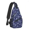 Rugzak Blauwe Bandana Paisley Patroon Crossbody Sling Heren Boheemse Bloemenstijl Borst Schoudertas Voor Reizen Wandelen Dagrugzak