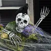 Decoratieve objecten beeldjes Halloween realistisch schedel skelet hoofd menselijke hand arm voor Halloween feest huis tuin gazon decor spookhuis horror rekwisiet 230828