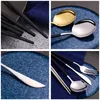 Dinnerware Sets Gold Cutlery Set Korean Stainless Steel Tableware Fork Spoon And Chopsticks Golden Luxury 230828