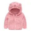 Giubbotti in pile per bambini con cappuccio Autunno Inverno Cappotti per bambini per ragazze Ragazzi vestiti Orecchie da orso carino Capispalla per bambini caldi Abbigliamento 1-6Y