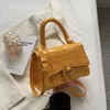 New Western Style Small Square Bag Bright Leather Crocodile Pattern Shoulder Messenger Bags for Women