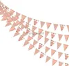 3M Rose Gold Paper Bunting Triangles Flags Marriage Garlands Wedding Banners Graduation Baby Shower Birthday Party Hanging Decor HKD230829