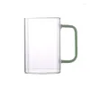 Bicchieri da vino Tazza in vetro quadrata Tè verde Resistente al calore Per uso domestico Trasparente Acqua Scoperta Singolo strato con manico alto