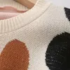 Kvinnors tröjor Löst O Neck Långärmning Print Stick Kvinnlig jumper Vinter toppar Casual Colorful Polka Dot Sticke Pullover Women Warm tröja