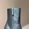 Platform Boot wlth Saplamalar Gerçek deri yuvarlak ayak parmakları tıknaz topuk moda botları 14cm lüks tasarımcı zip ayak bileği botları