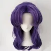 Costumes d'anime EVA Katsuragi Misato perruques style Bang moyen long ondulé violet résistant à la chaleur cheveux synthétiques Cosplay perruque casquette