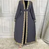 Vêtements ethniques Moyen-Orient Mode musulmane Robe brodée Turc Casual Cardigan Islamique Longue Robe Dubaï Ceinture Abaya Eid Mubarak pour Wom