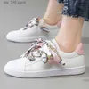 Scarpe eleganti Tendenza Qualità Scarpe bianche da donna Nastro speciale Stringate Suola piatta Cucito Punta tonda Antiscivolo Signore di moda Ragazze femminili Seta 2021 T230829