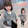 Jackets 2023 Girl Demin Jacket Fashion Print Children Spring Autumn Jean Coat Clothing For Teenager Girls