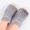 Mitaines gants réel tricoté fourrure de vison sans doigts hiver forte élasticité pour dames temps froid 230829