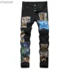 Pantaloni a matita elastica jeans neri stile punk Pantaloni in denim slim a vita media moda Nuovi vestiti HKD230829