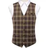 Hi-Tie Viscose Mens Vest med Bowtie Jacquard Solid Plain Randig Waistcoat Jacket Hanky ​​Cufflinks Wedding Business S TO XXXL HKD230828