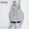 Womens Wool Blends MIEGOFCE Spring Autumn British Style Lady Lapel Long Trench Coat Solid Color Belt Scarf Casual Women Parka F22531 230828