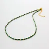 Choker Women Green Malachite Beads Chain Stone Necklace