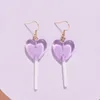 Hoopörhängen 2023 Sweet Heart-Shaped Lollipop Women's Personality Fashion All-Match Jewelry Gift Trend