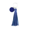 Keychains Lanyards Fashion Sier Round Pompom Pu Leather Tassel Keychain Bag Charms Key Ring Personalized Enamel Jewelry Valentines D Dhetg