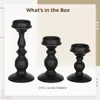 Candle Holders 3Pcs Retro Iron Stands 5.3/6.8/9.1 Inches Tall Pillar Holder Set Black Scented Decor