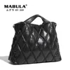 Evening Bags MABULA Simple Stylish Women Quilted Satchels Handbags Nylon Feather Down Padded Crossbody Bag Large Winter Pillow Work Purses 230828