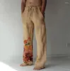 Pantalones De Hombre Moda Pierna Recta Impreso En 3D Diseño De Cordón Elástico Bolsillo Delantero Gráficos Diarios Informales