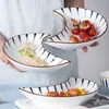 Dishes Plates Japanese Ceramic Tableware Combination Moon Platter Household Gathering Dinner Plate Tray Swing Fruit Set 230828