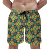 Men's Shorts Summer Board Hippie Running Surf Blue Pink And Yellow Graphic Short Pants Cute Comfortable Swim Trunks