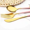 6st Multicolor Gold Table Seary Dessert Forks Coderware Set Dinner Fork Cutlery Set Rostfritt Steel Western Kitchen Flatware Set Q230829