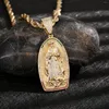 Charms Zircon Virgin Mary Pendant Church Christian Prayer Jesus Religious Necklace Women's Jewelry Gift