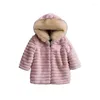 Manteau en duvet 2023 bébé adolescent hiver épais enfants Parka enfants filles fausse fourrure polaire manteaux à capuche portable des deux côtés vestes vêtements